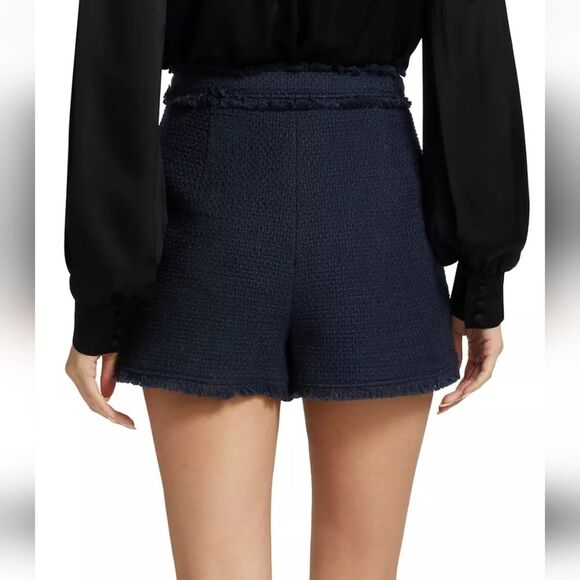 Cinq a Sept Allen Boucle Tweed Tailored Fit Shorts Navy Blue Women's Size 10 - Picture 4 of 14